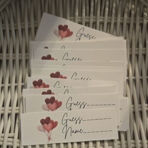 Guess Heart Balloon Party Cards - Pink and Red BABY SHOWER GUESSING HOW MANY